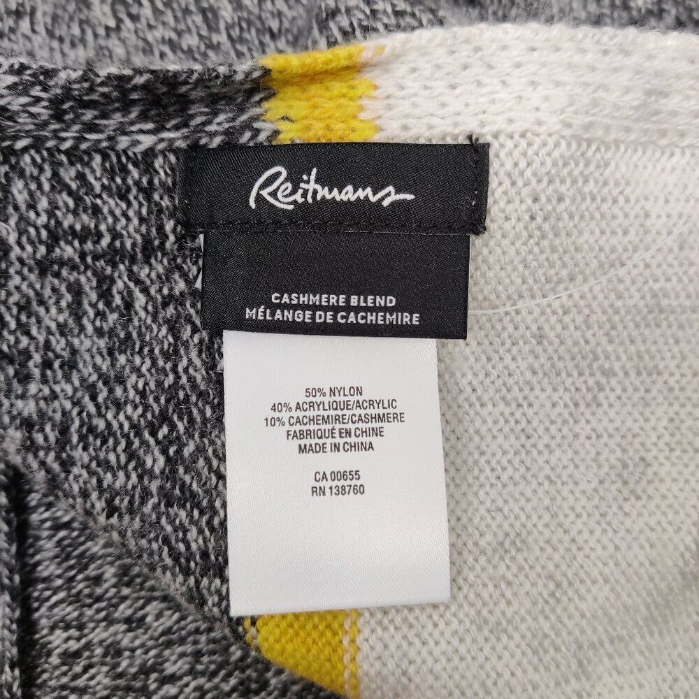 Reitmans Women's Scarf Shawl White Pink Colorblock Cashmere Blend Knit Winter - Picture 2 of 7